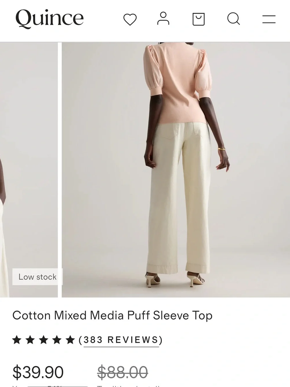 Quince Puff Sleeve Henley Top in Blush Pink - Picture 2 of 8